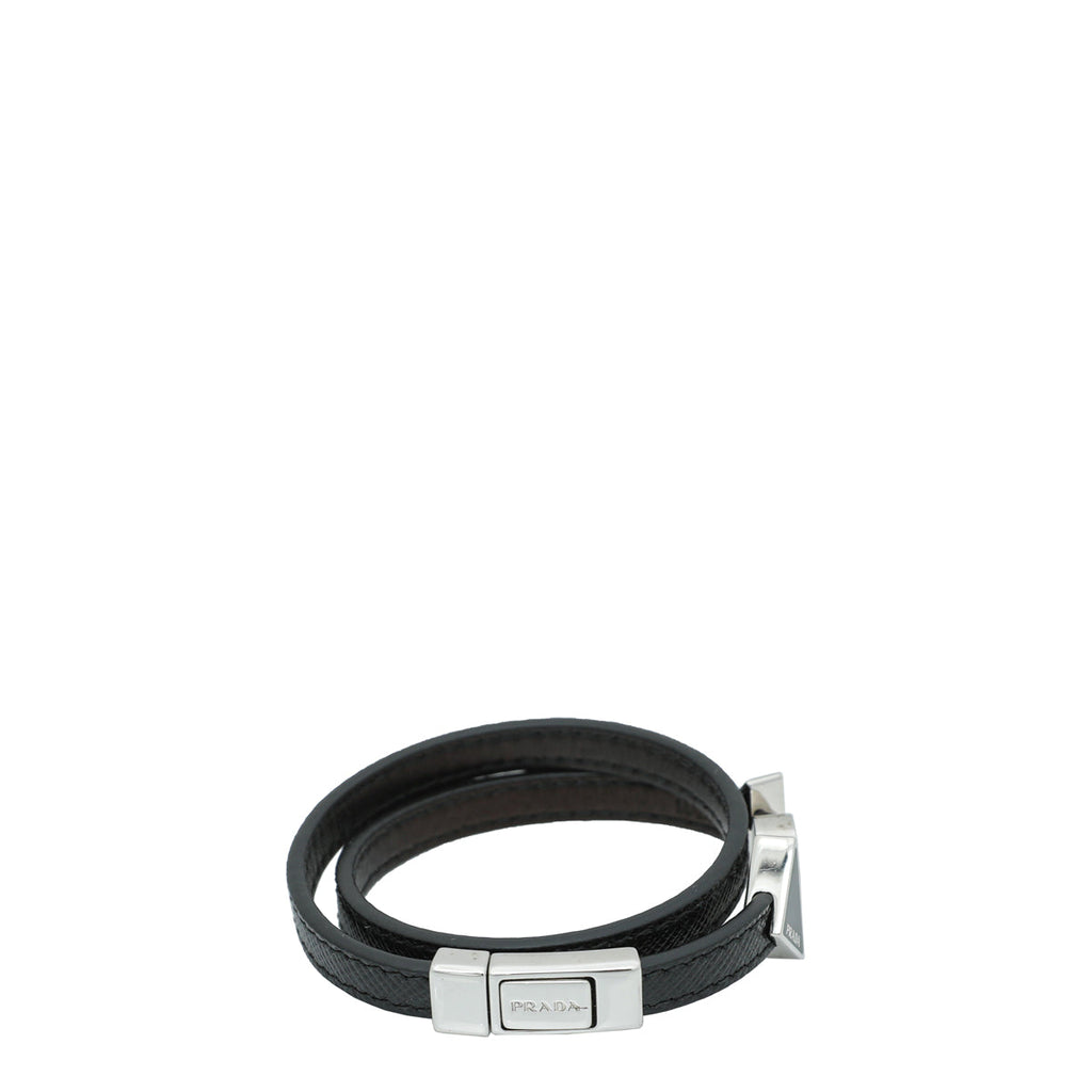 Prada Black with Triangle & Round Details Small Bracelet