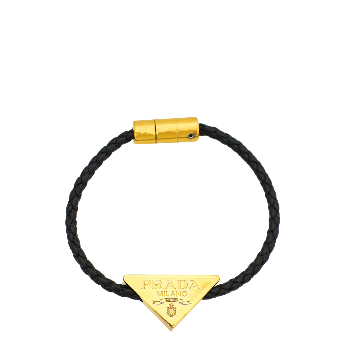 Prada Black Triangle Logo Bracelet
