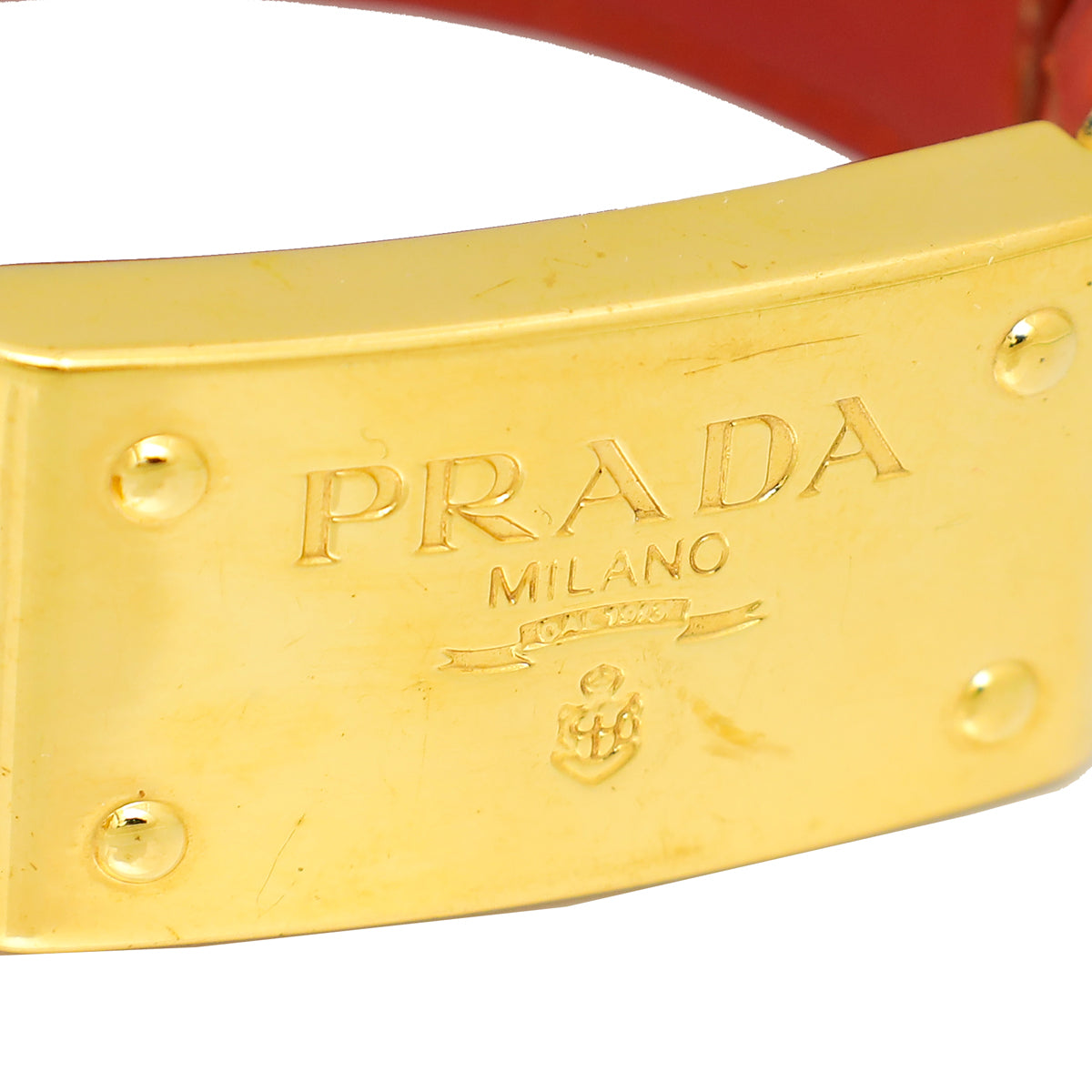 Prada Orange Crocodile Logo Bracelet