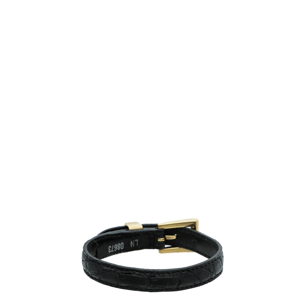 Prada Black Logo Crocodile Medium Bracelet