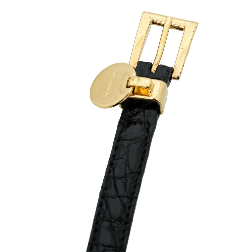 Prada Black Logo Crocodile Medium Bracelet