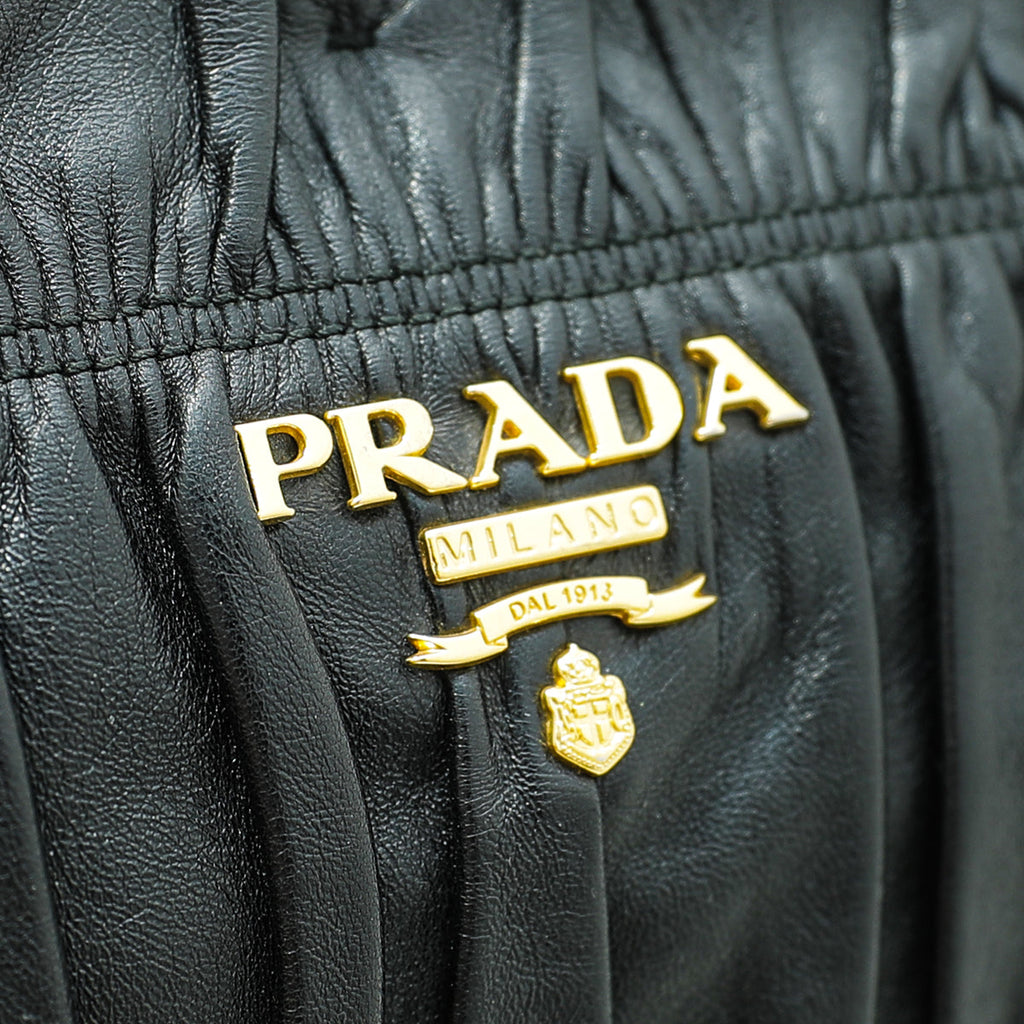 Prada Black Nappa Gaufre Zipped Clutch