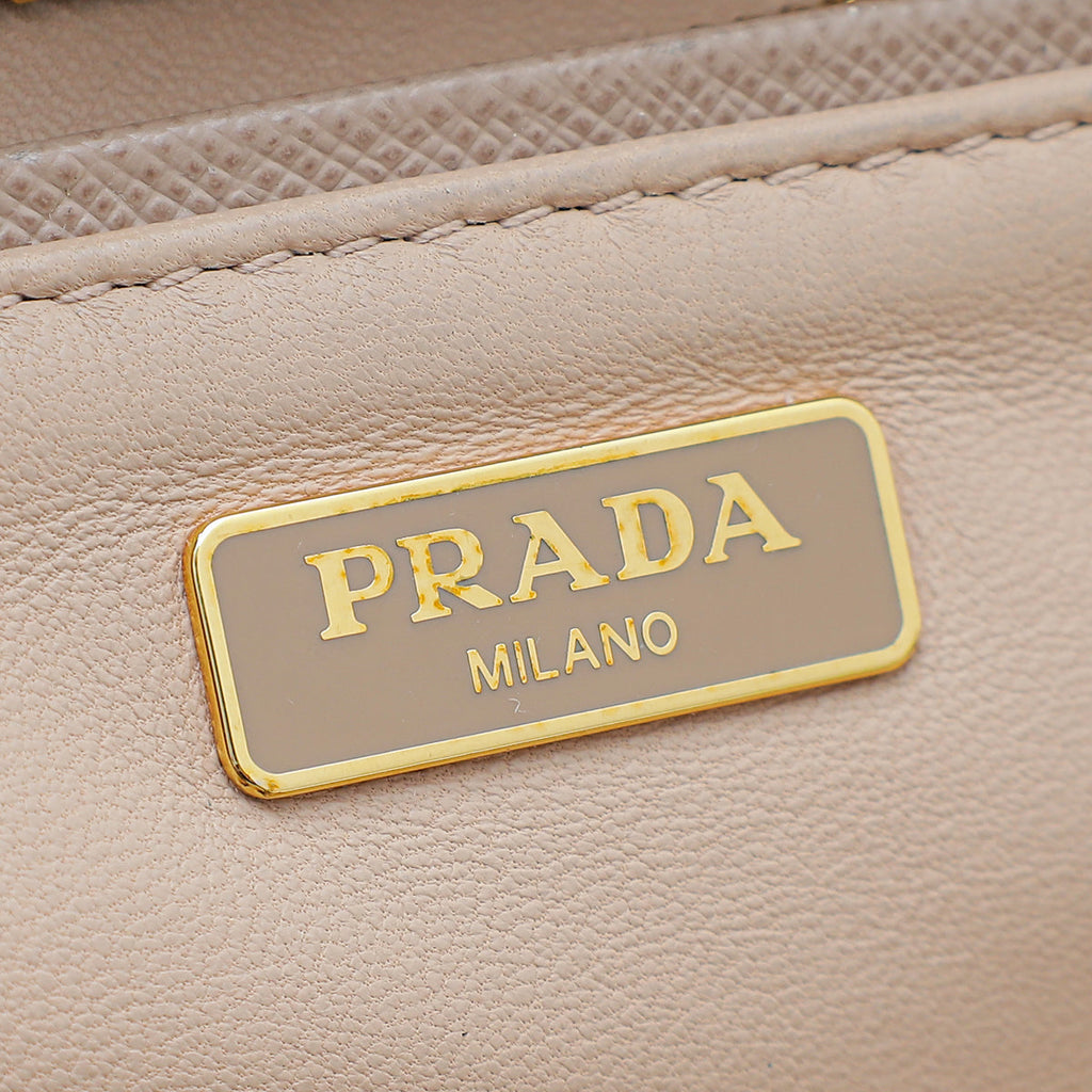 Prada Cammeo Nude East West Frame Clutch