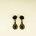 Prada Black Rose Crystal Drop Clip On Earrings