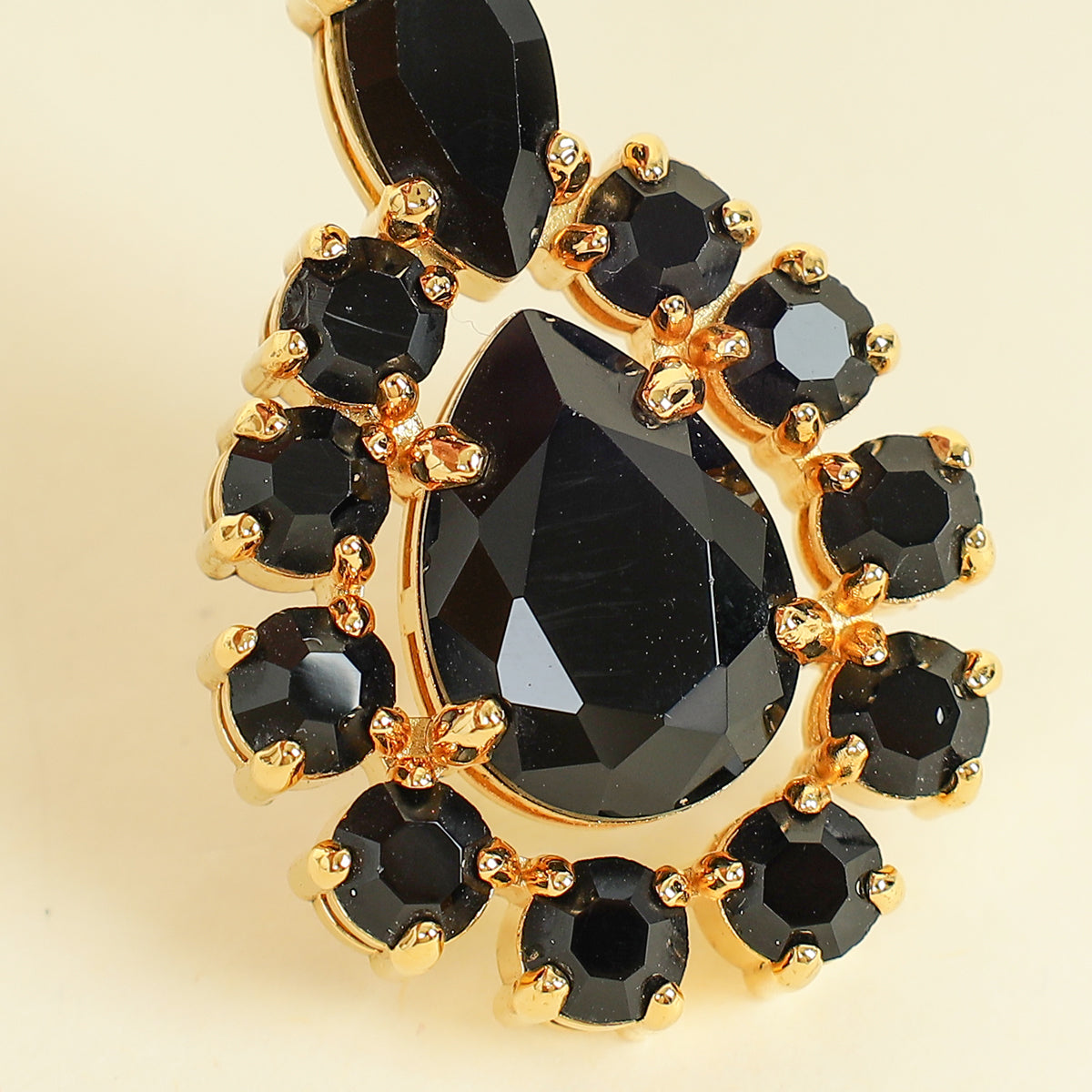 Prada Black Rose Crystal Drop Clip On Earrings