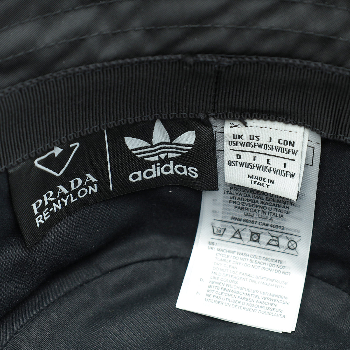 Prada x Adidas Black Re-Nylon Bucket Hat
