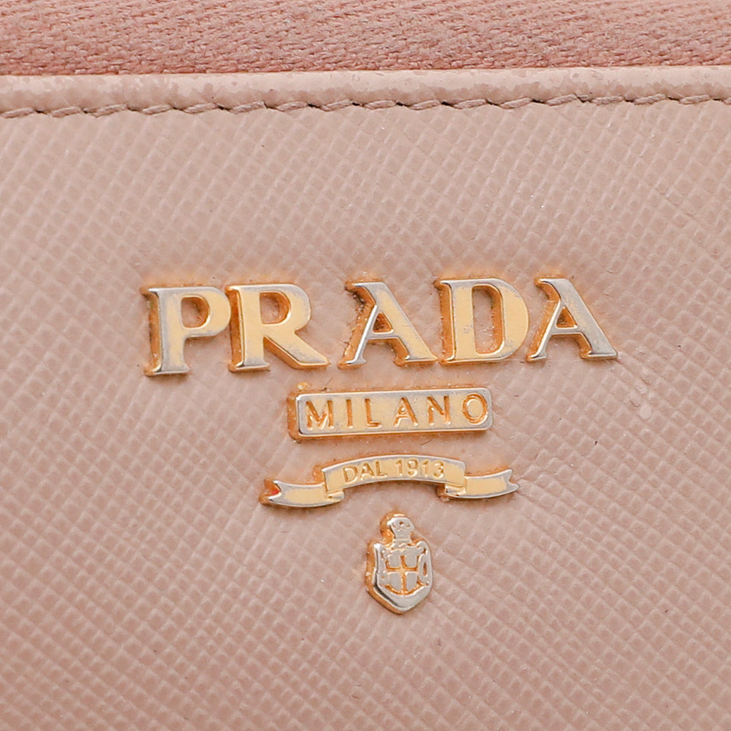 Prada Nude Zip Around Wallet