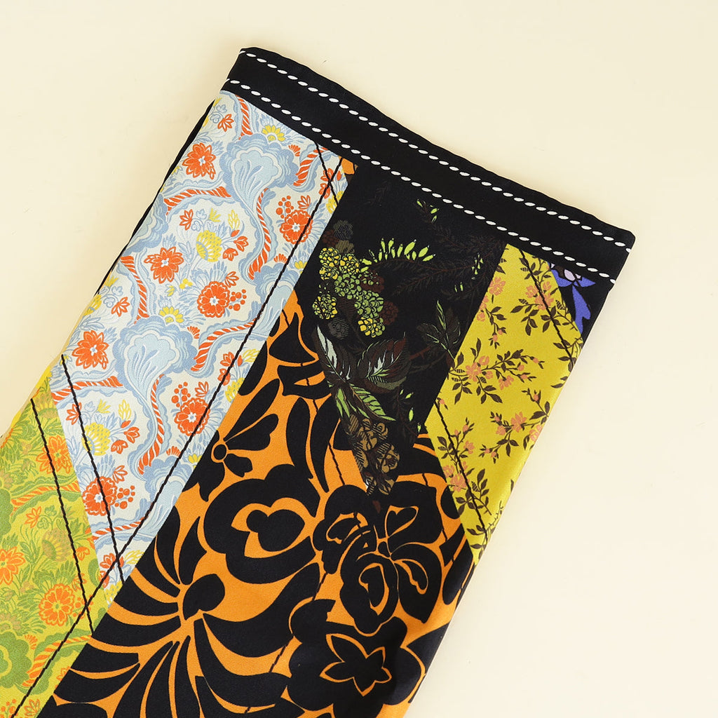 Prada Black Multicolor Printed Silk Scarf 90