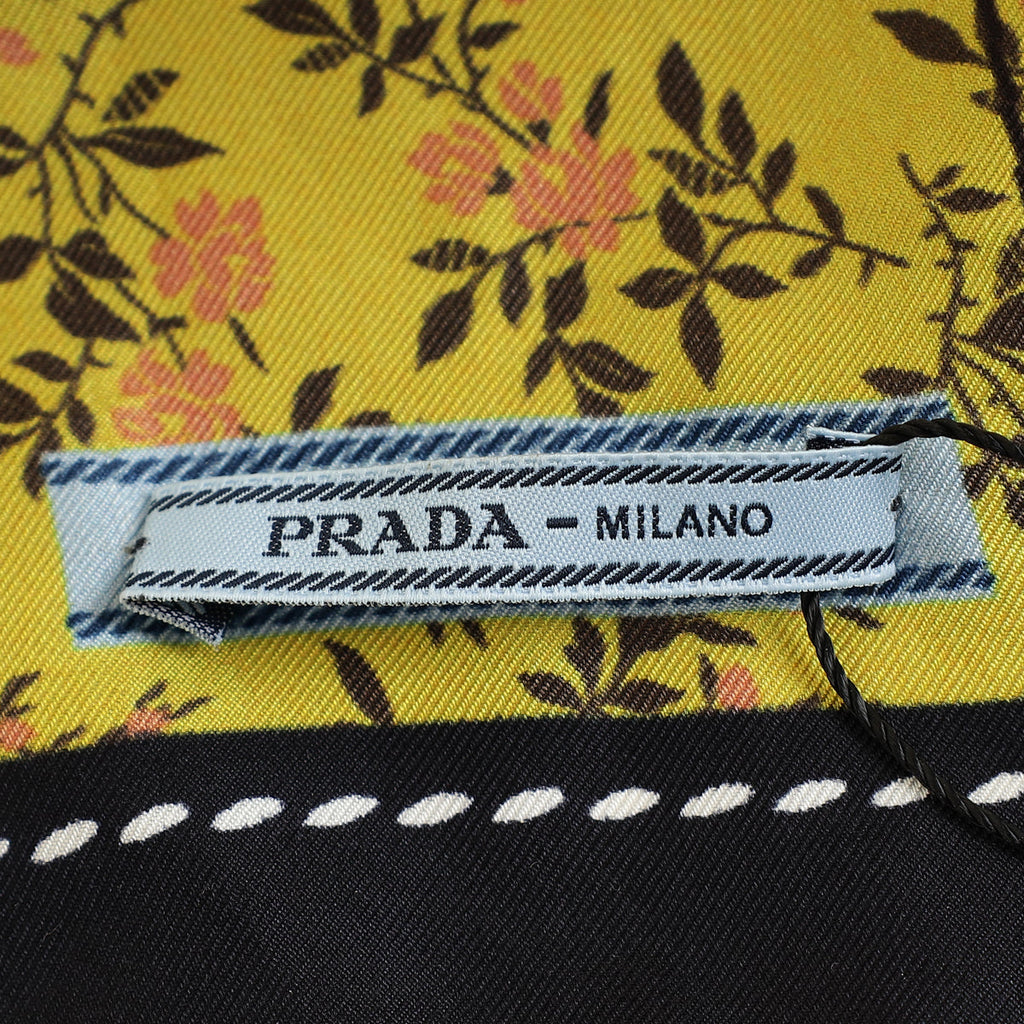 Prada Black Multicolor Printed Silk Scarf 90