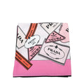Prada Rosa Multicolor Printed Logo Silk Scarf
