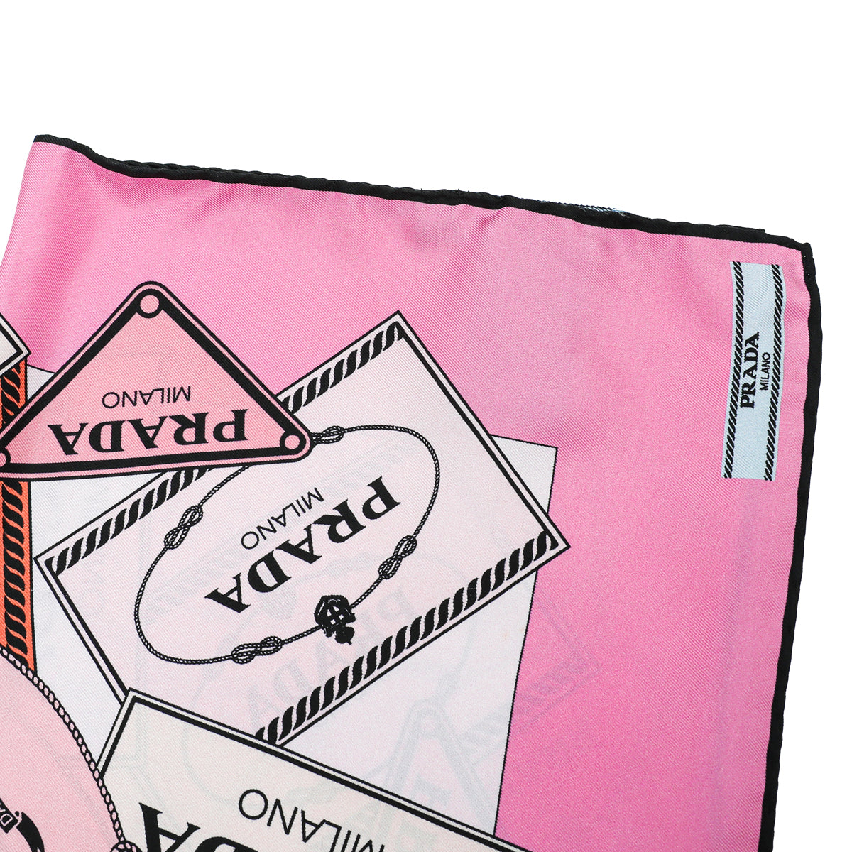 Prada Rosa Multicolor Printed Logo Silk Scarf