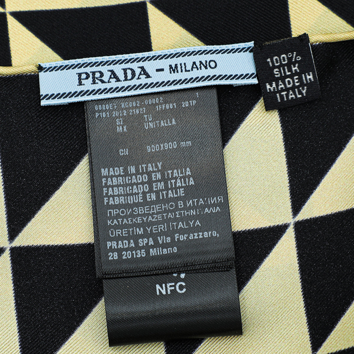 Prada Bicolor The Triangle Print Silk Square Scarf