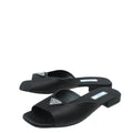 Prada Black Logo Satin Slide Flat Sandal 38