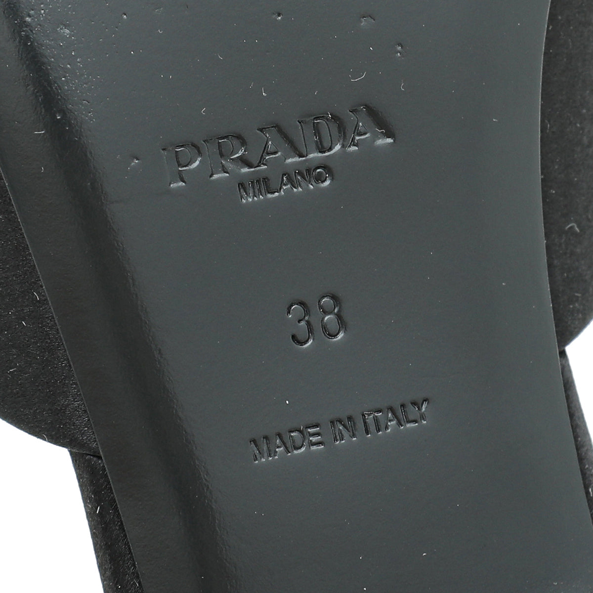 Prada Black Logo Satin Slide Flat Sandal 38