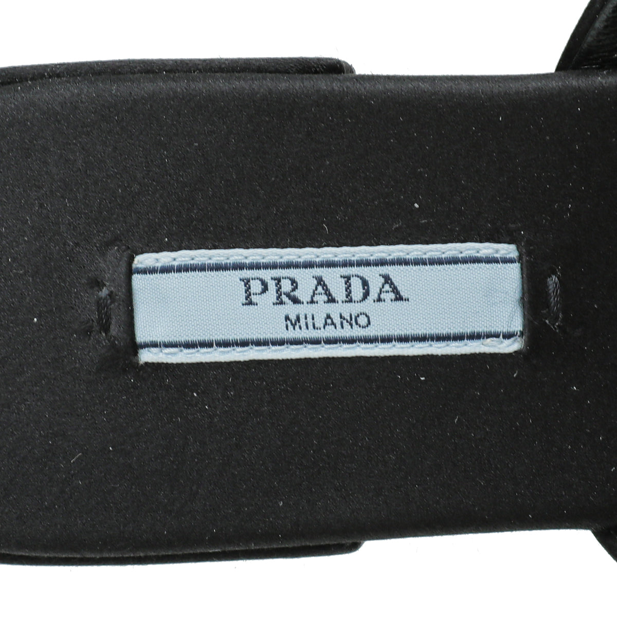 Prada Black Logo Satin Slide Flat Sandal 38
