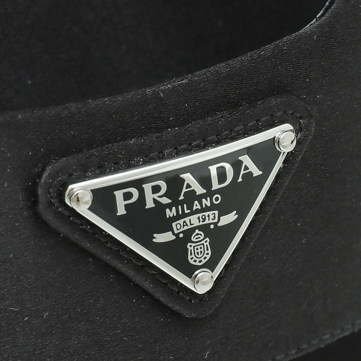Prada Black Logo Satin Slide Flat Sandal 38