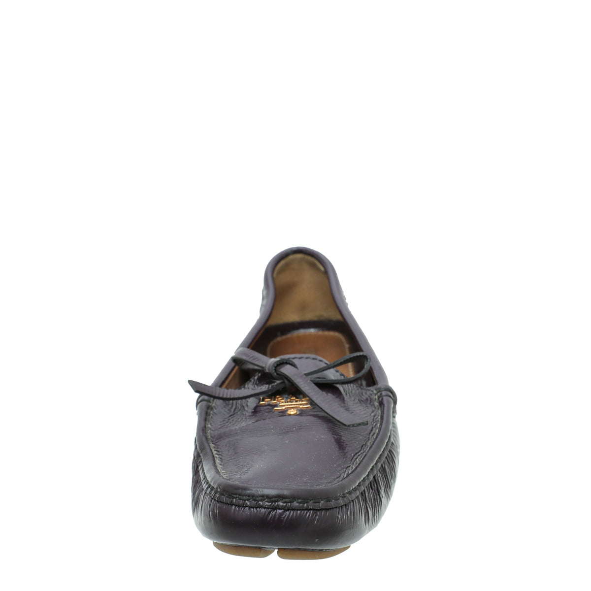 Prada Dark Violet Logo Bow Loafer 39.5