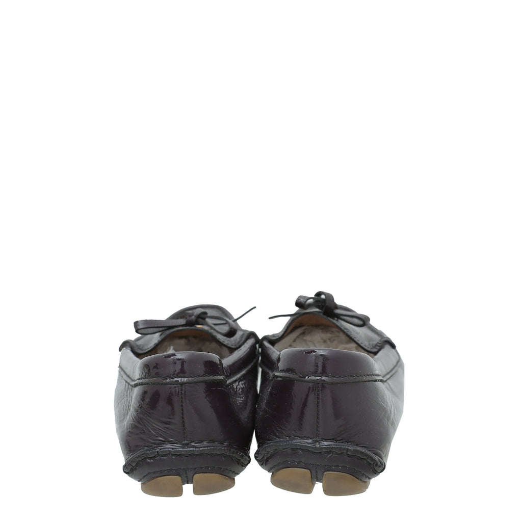 Prada Dark Violet Logo Bow Loafer 39.5