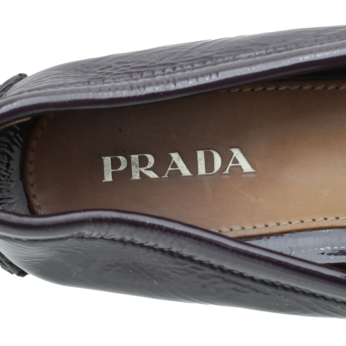 Prada Dark Violet Logo Bow Loafer 39.5