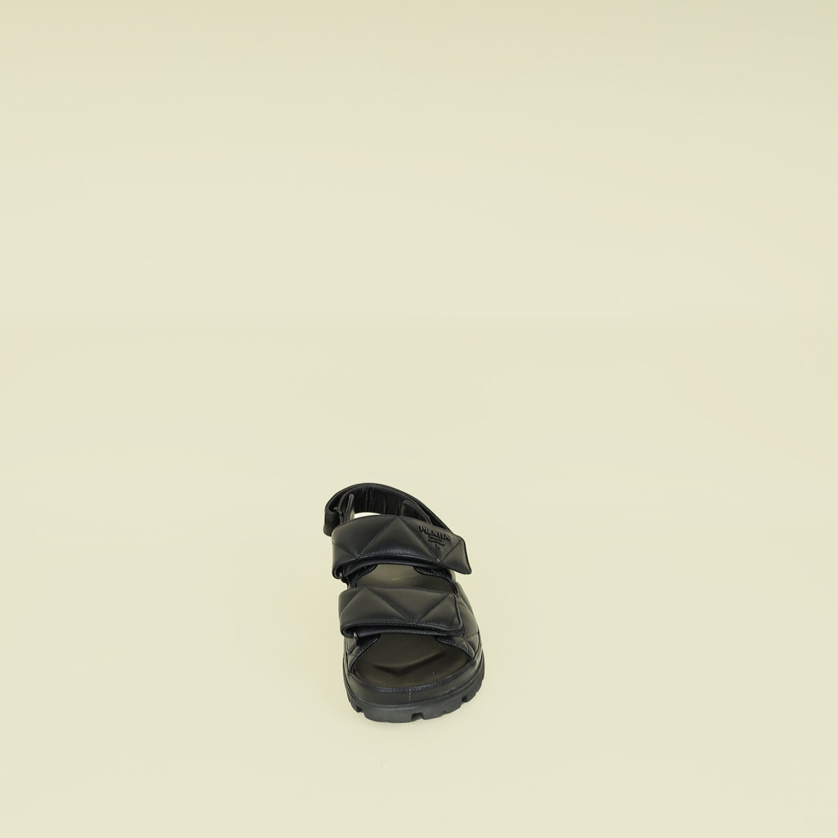 Prada Black Nappa Logo Strap Chunky Sandal 38.5