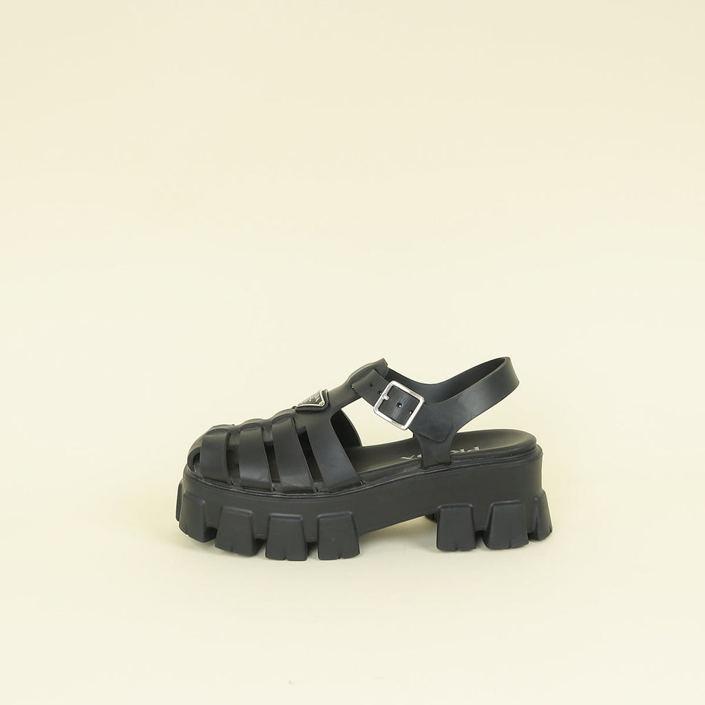 Prada Black Logo Foam Rubber Sandal 38