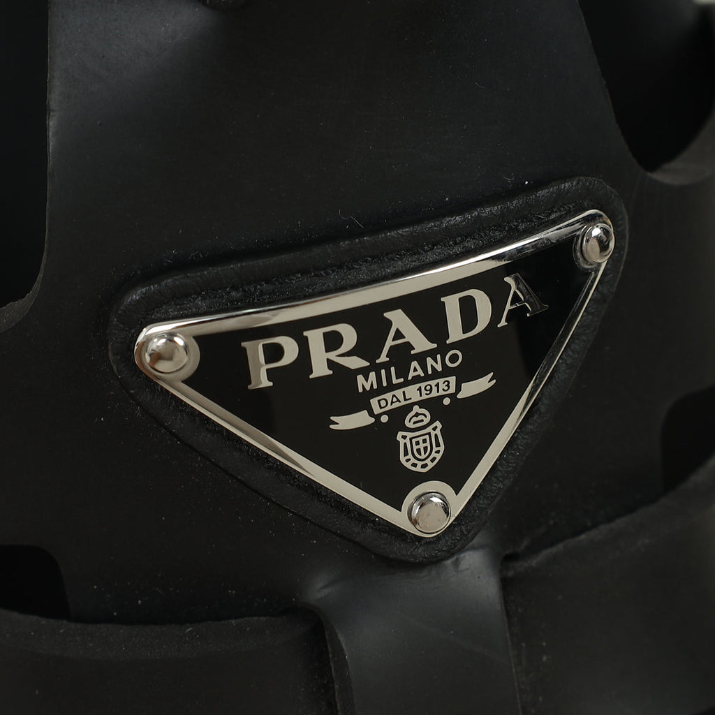 Prada Black Logo Foam Rubber Sandal 38