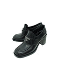 Prada Black Brushed Heeled Loafers 36.5