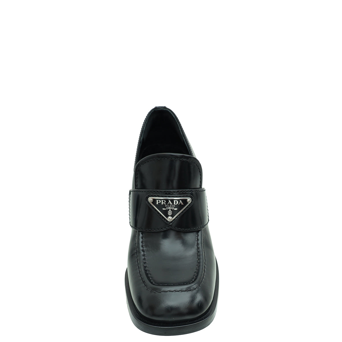 Prada Black Brushed Heeled Loafers 36.5