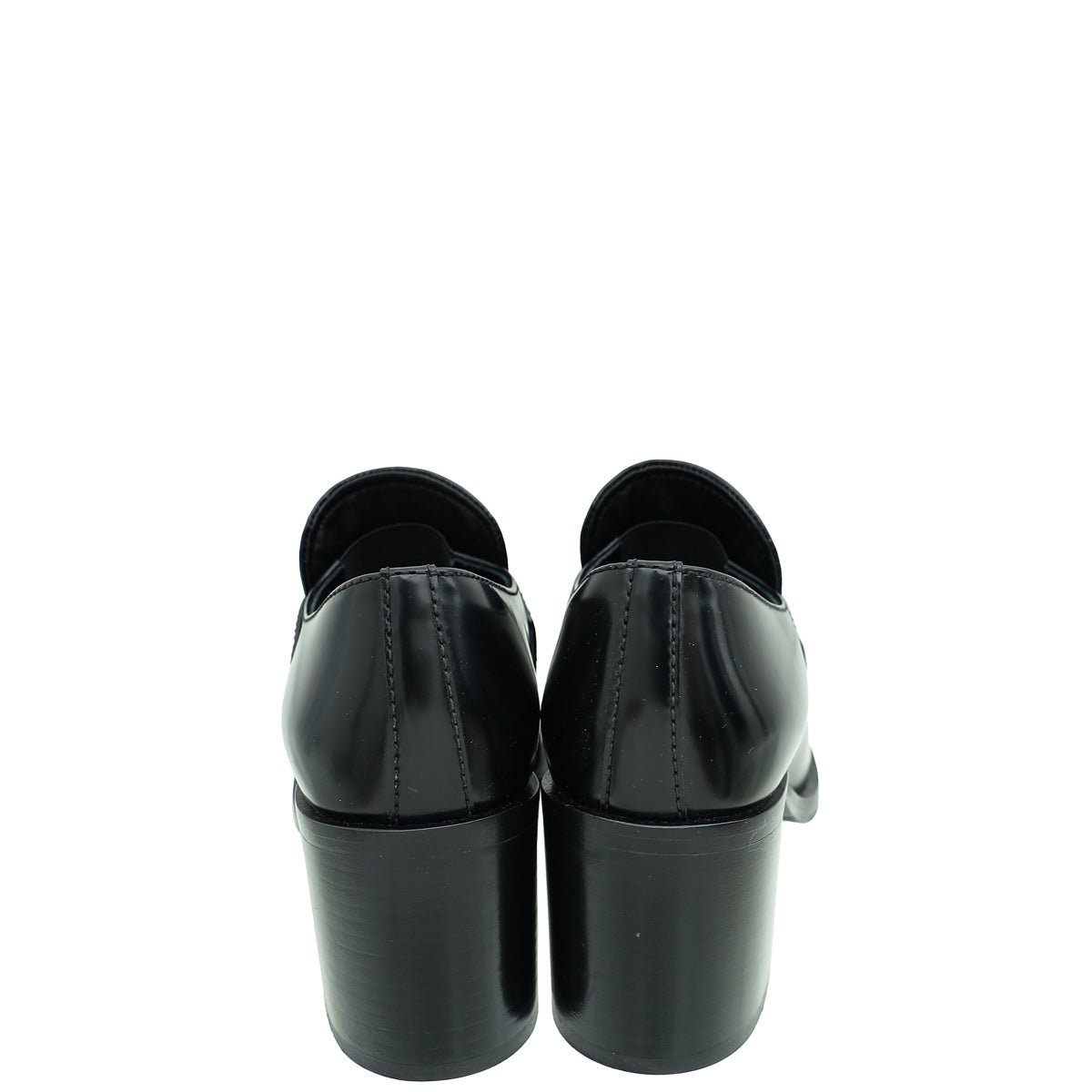 Prada Black Brushed Heeled Loafers 36.5