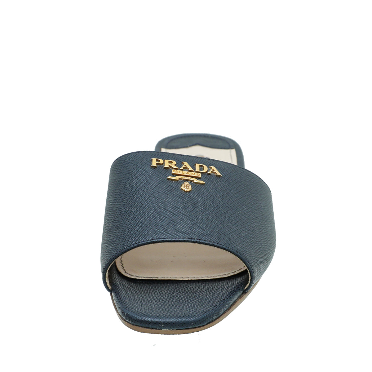 Prada Navy Blue Prada Logo Slide Sandal 37