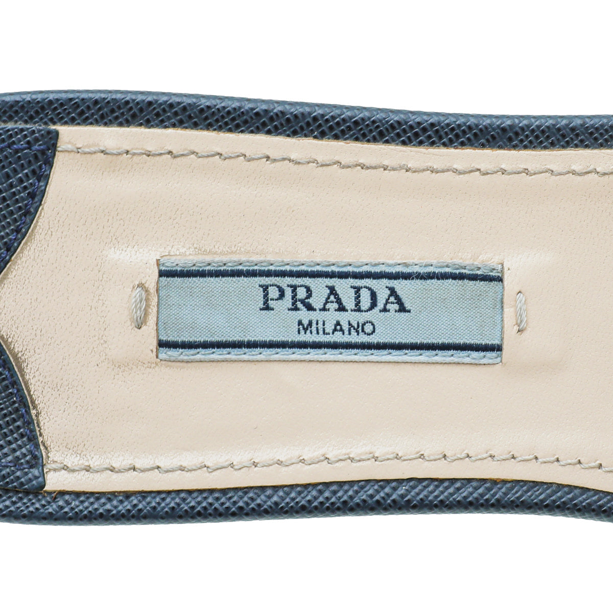 Prada Navy Blue Prada Logo Slide Sandal 37