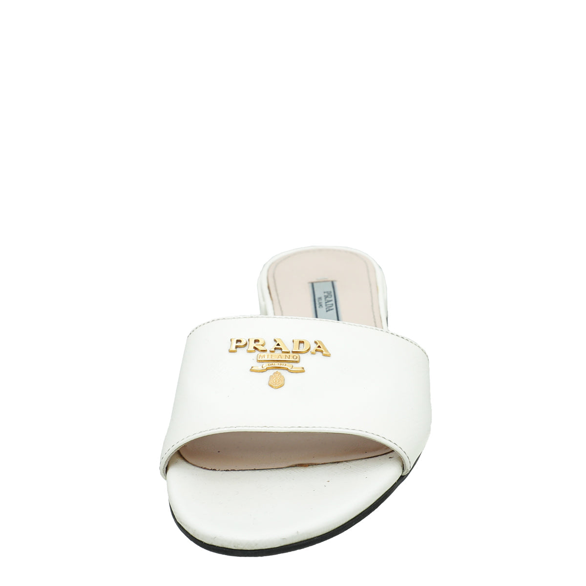 Prada Saffiano Logo Slide Sandals 37