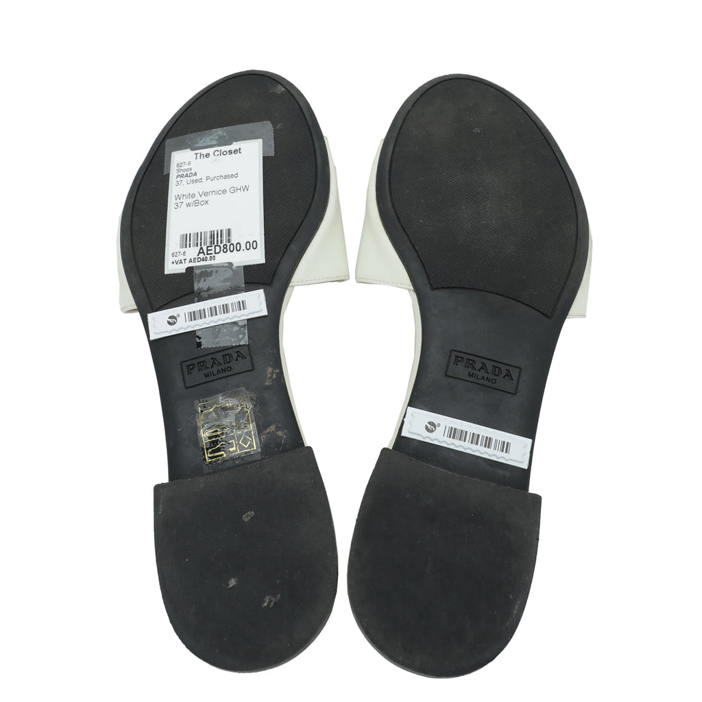 Prada Saffiano Logo Slide Sandals 37