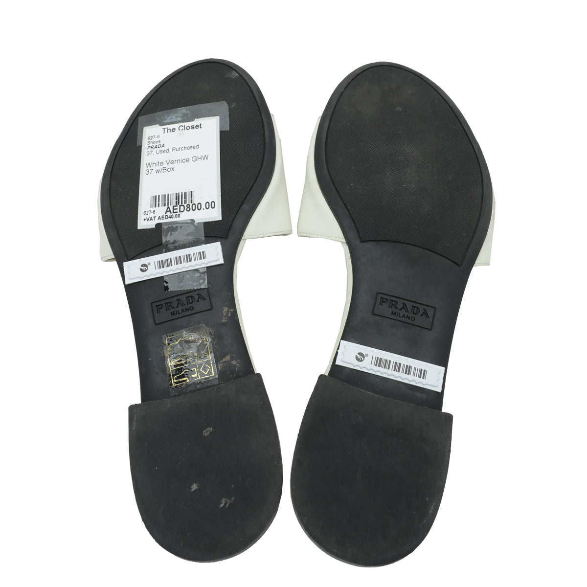 Prada Saffiano Logo Slide Sandals 37