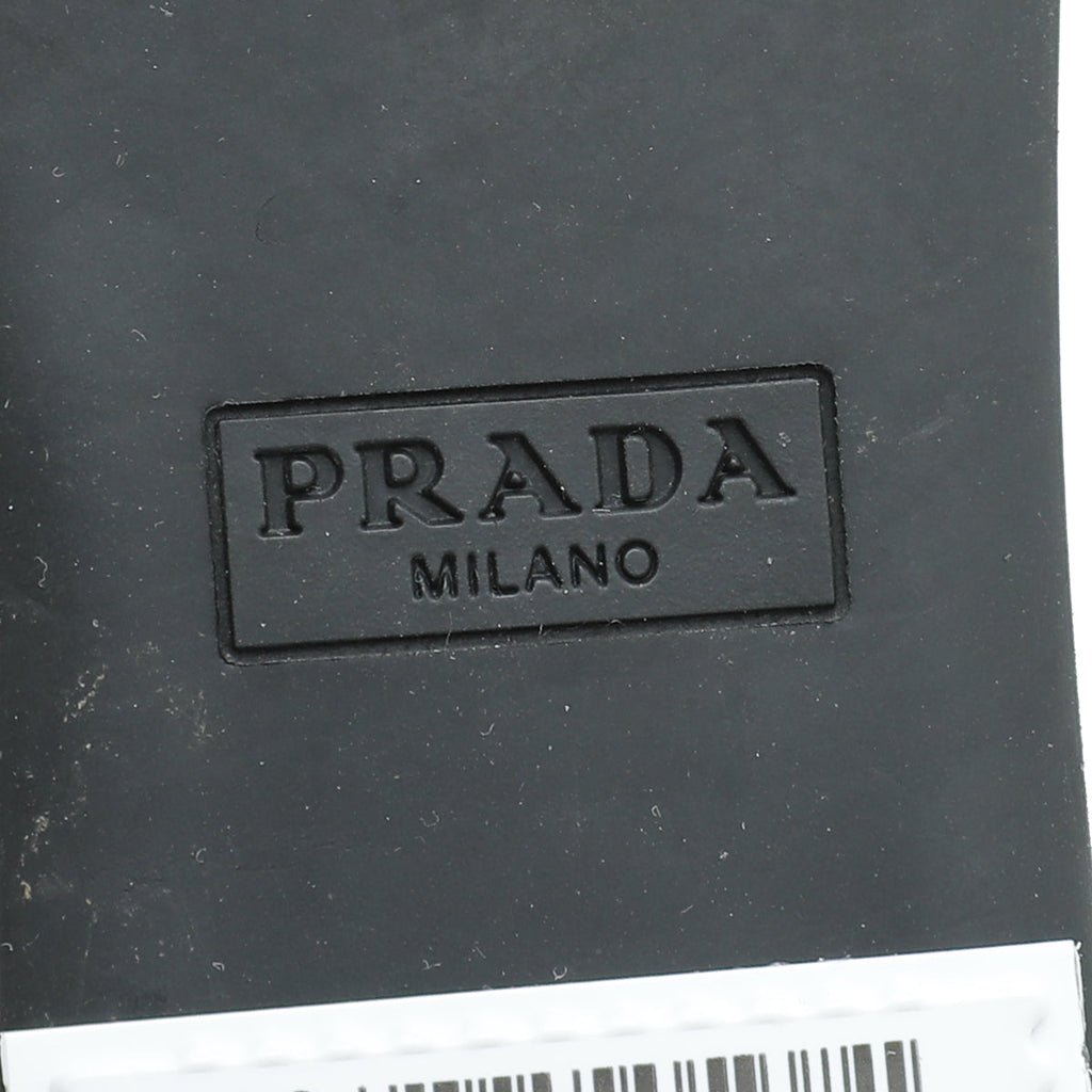 Prada Saffiano Logo Slide Sandals 37