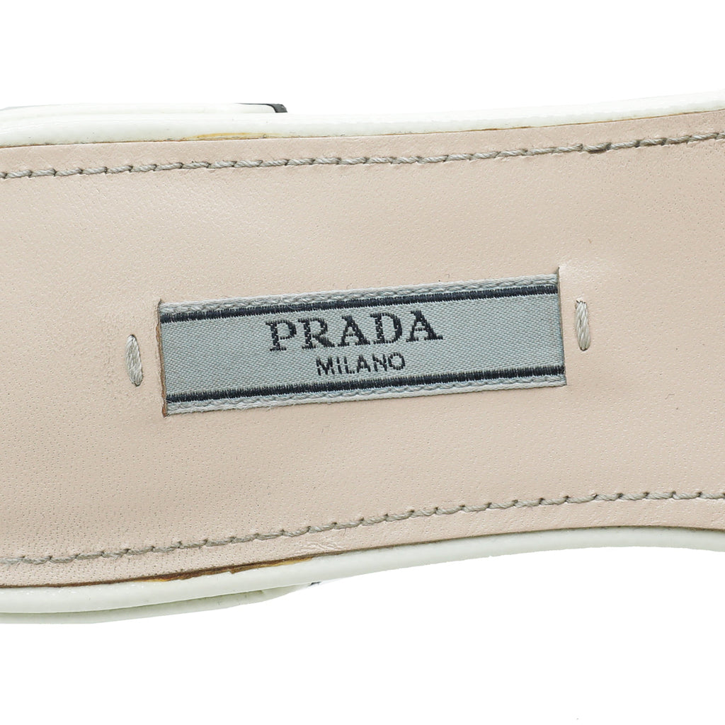 Prada Saffiano Logo Slide Sandals 37