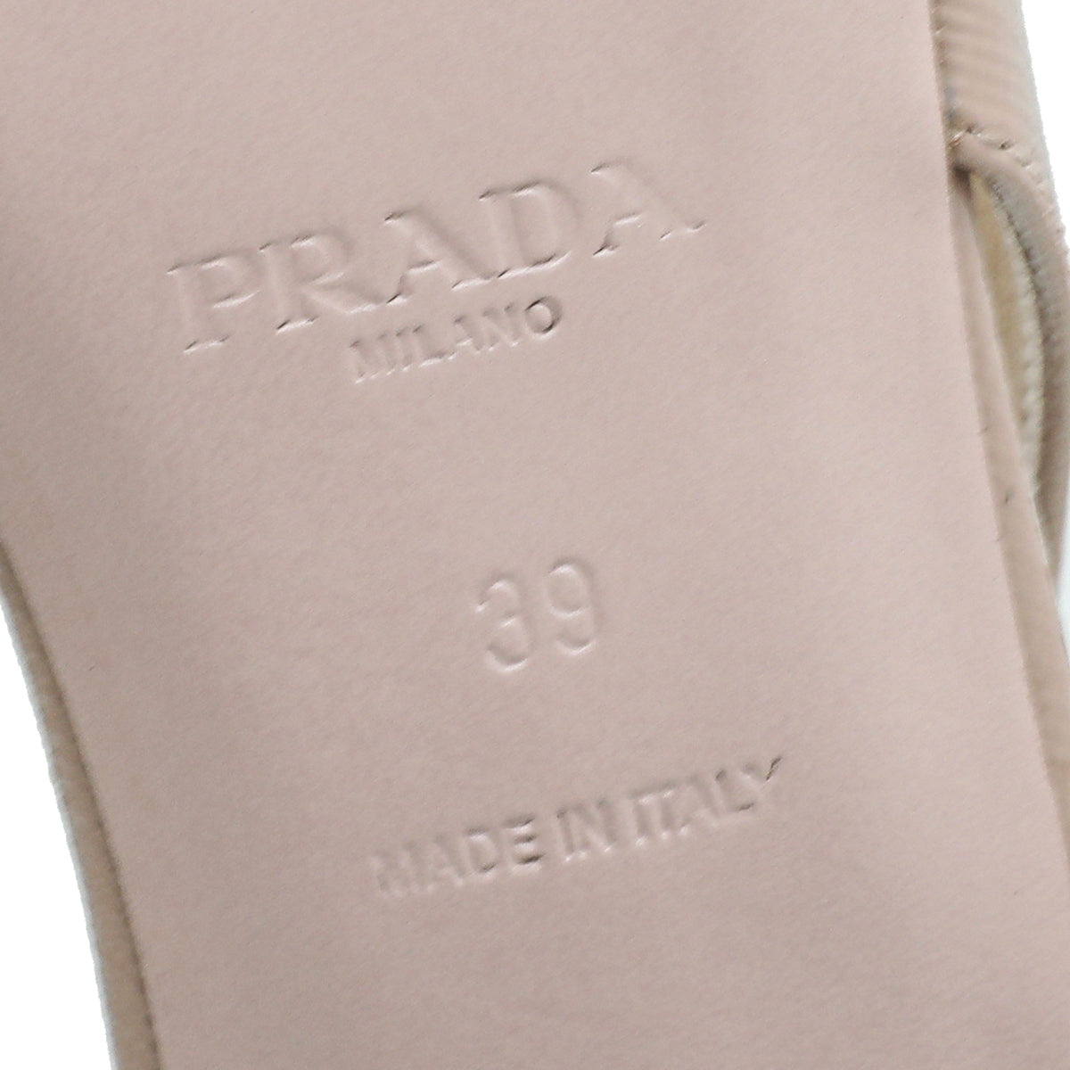 Prada Nude Vernice Bow Flat Slingback 39