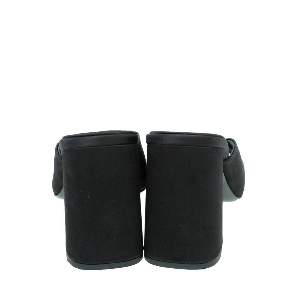Prada Black Satin Slide Heeled Mules 38.5