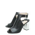 Prada Black Peep Toe Ankle Strap Block Heel Booties 38