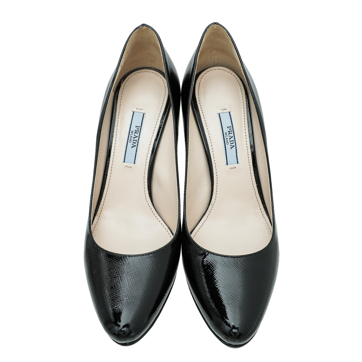 Prada Black Saffiano Vernis Platform Pump 36.5