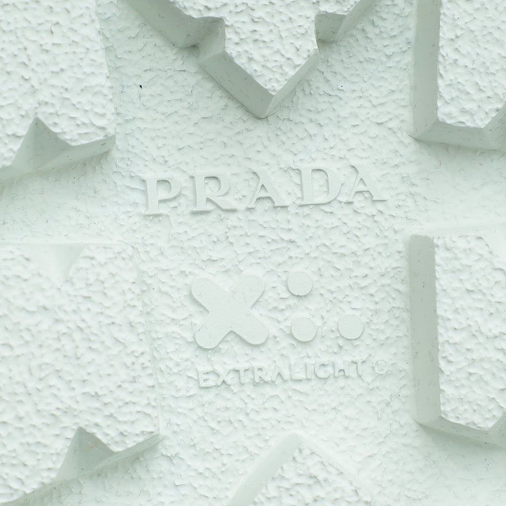 Prada White Logo Shearling Slide Sandal 36.5