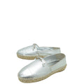 Prada Metallic Silver Logo Bow Espadrille 36.5