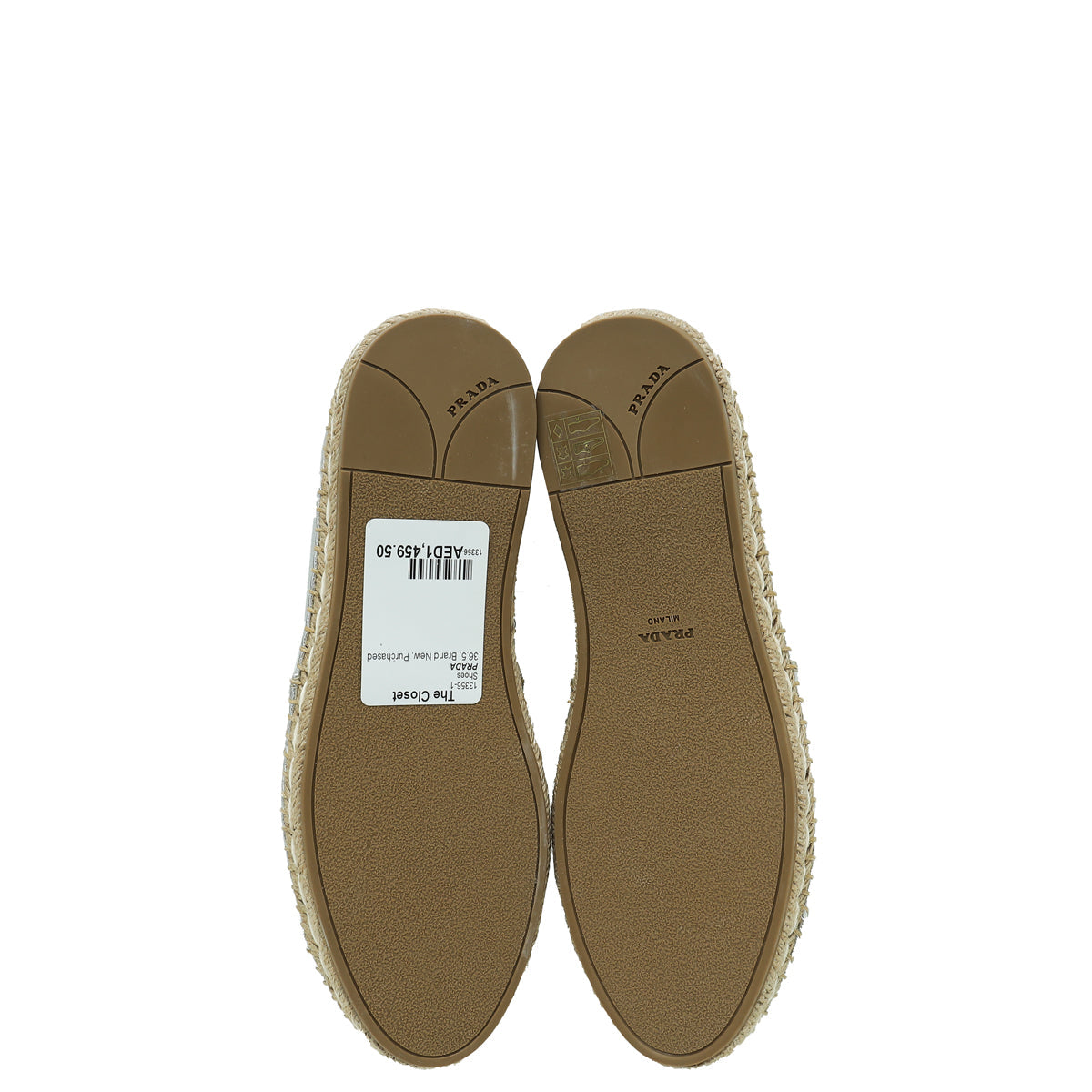 Prada Metallic Silver Logo Bow Espadrille 36.5