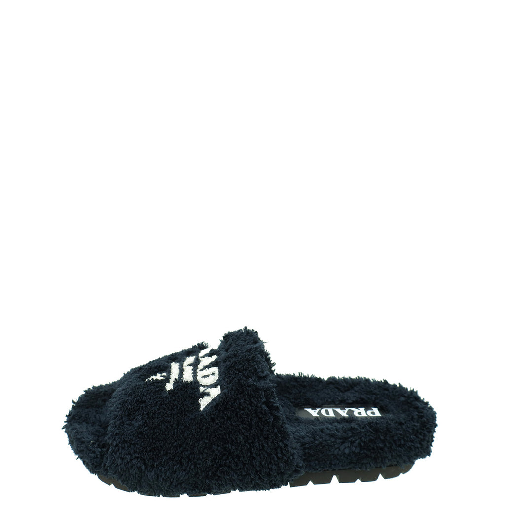 Prada Black Terry Cloth Slides 36