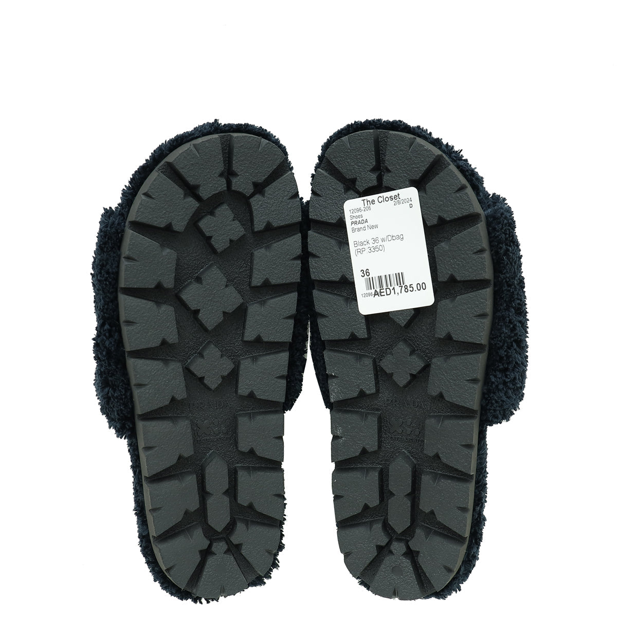 Prada Black Terry Cloth Slides 36