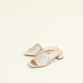 Prada Pink Nude Logo Crystal Slide Sandal 37.5
