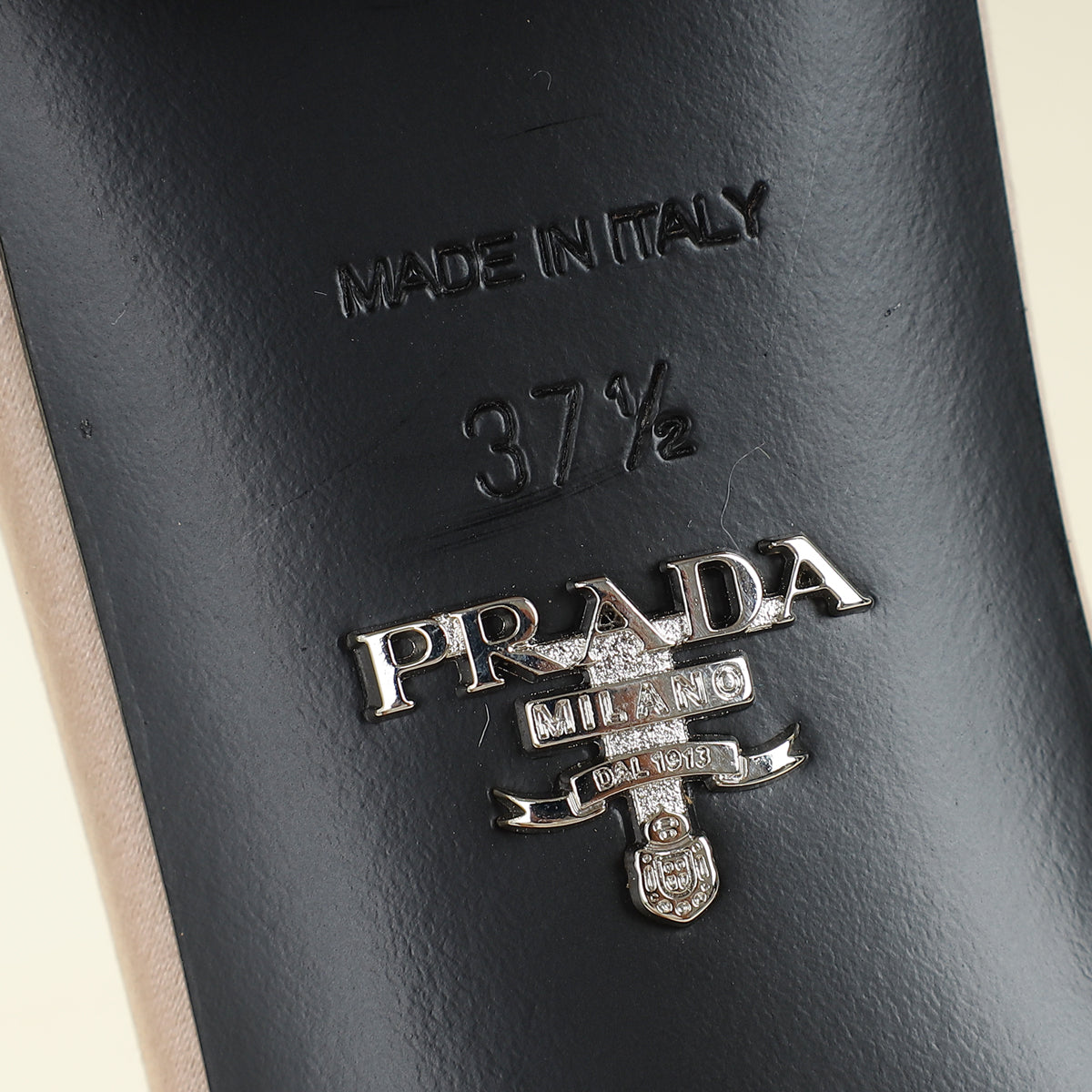 Prada Pink Nude Logo Crystal Slide Sandal 37.5