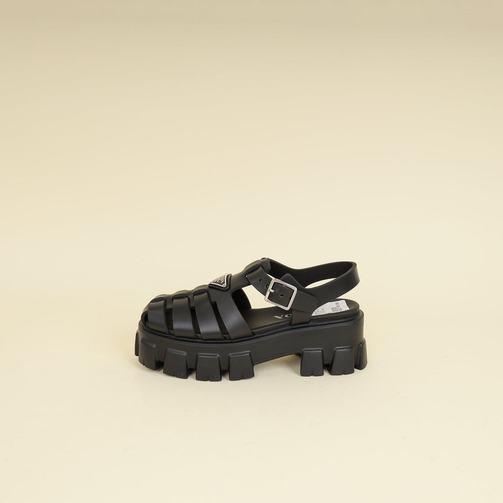 Prada Black Rubber Monolith Sandals 37