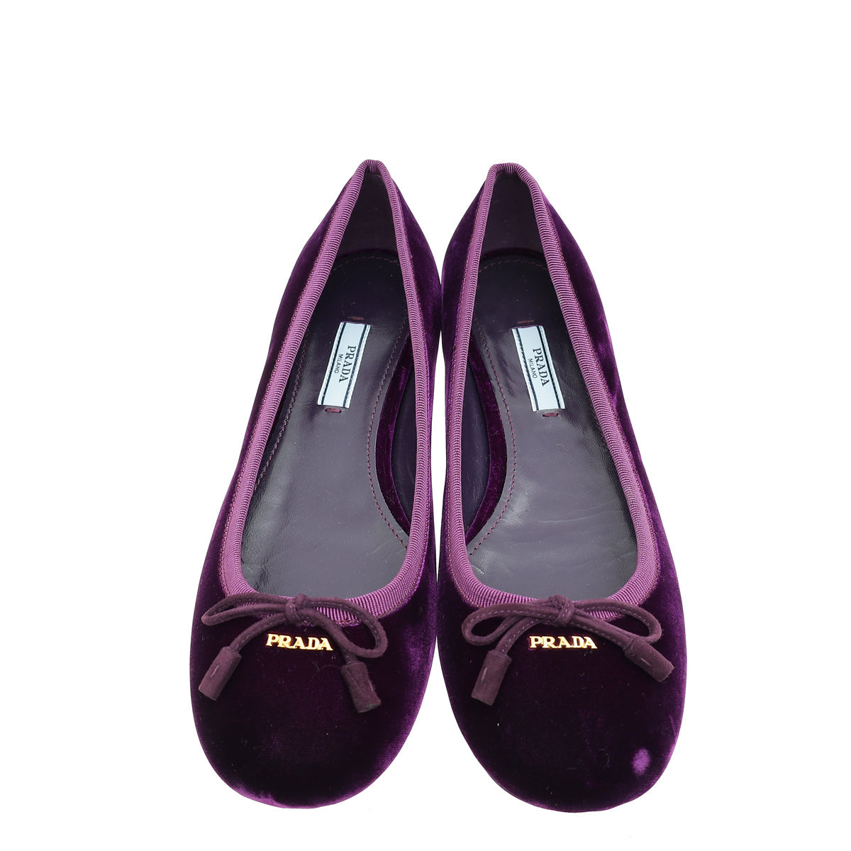 Prada Violet Velvet Ballerina Flats 38.5