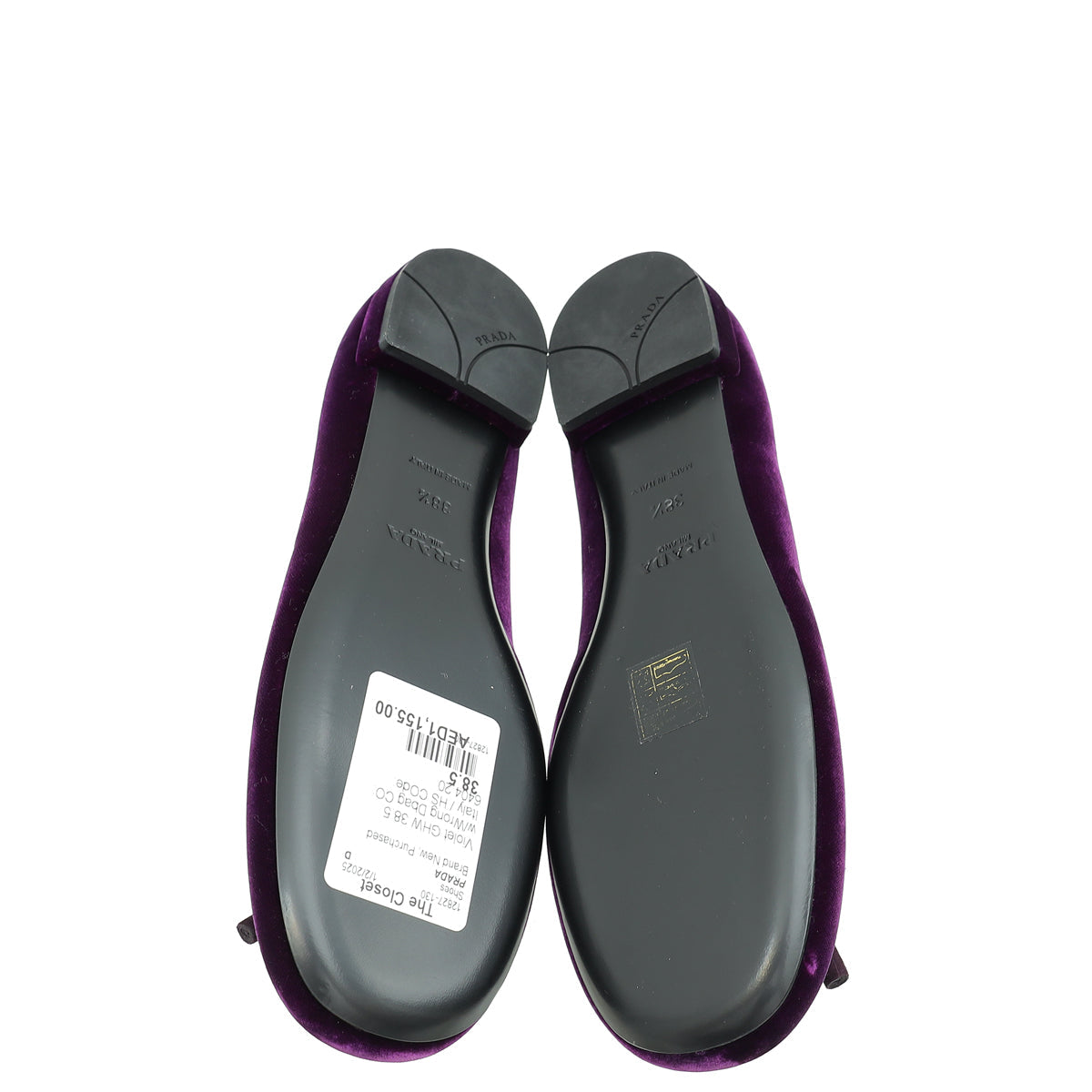 Prada Violet Velvet Ballerina Flats 38.5